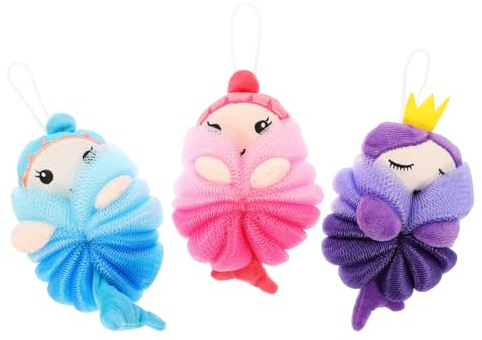 Dibujos de Animales Bolas de Baño Infantiles, 3 Piezas | Forma Animal, Uso en Baño y Ducha, Cuerda para Colgar, Pe, para Niños y Niñas