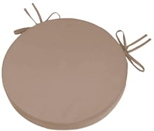 Outdoor-Bistrostuhl-Kissen-Set, 2 runde, wasserdichte Kissen, 5 cm dick, mit Bändern für Terrassenmöbel (Hellkaffee, 50 cm Durchmesser)