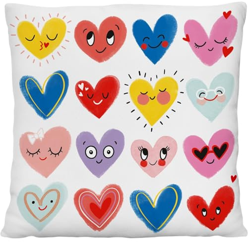 Sheepworld Plüschkissen mit Motiv Herzen | Wendekissen mit farbigem Design, 25 cm x 25, aus recyceltem Polyester | Geschenk für Sie, Geburtstag, Valentinstag | 74869