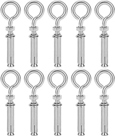 Arythia Lot de 10 Chevilles Béton M8x60mm, Goujons d'Ancrage avec Crochet en Inox 304, Ancrages à Expansion Robuste, Fixation Béton Murale pour Maçonnerie