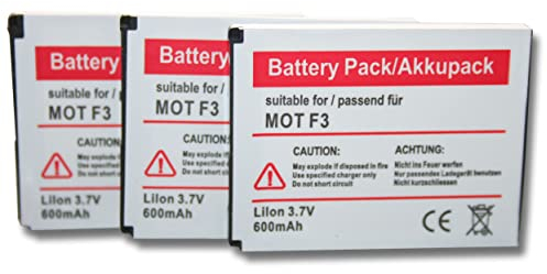 vhbw 3X Akku kompatibel mit AVM Fritz!Fon C4, MT-F, EM325, EM25, M325, M2, MT-F 2000, C5 schnurlos Festnetz Telefon (600 mAh, 3,7 V, Li-Ion)