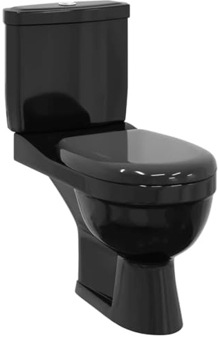 vidaXL Cuvette Abattant Moderne Réservoir Chasse Noir Salle de Bain Toilette