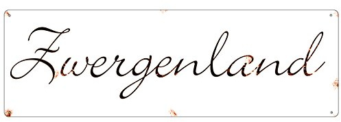 Interluxe METALLSCHILD Shabby Blechschild ZWERGENLAND Türschild Kinderzimmer Spielzimmer