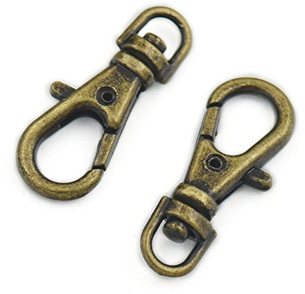 fujiyuan 15 pcs Drehgelenk Hummer Verschlüsse Metall Ergebnisse Clips Snap Lanyard Staubbeutel Pack Gurt, metall, bronze, (23mm)long