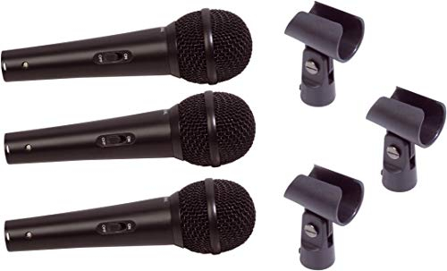 Soundlab Dynamic Professional Vocal Microphone Kit with 3 Microphones and Carry Case