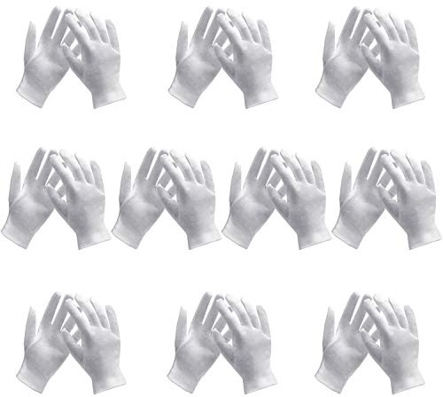 ENPOINT 10 Pairs Archival Photo Gloves, White Work Gloves for Handling Art Working Photography Womens Cloth Gloves Liners Bulk for Handling Jewelry, Film, Photo, Coin Metal Inspection Men & Women