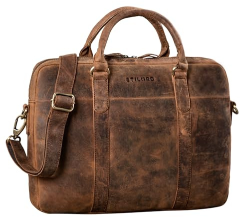 STILORD Laslo Businesstasche Leder Groß für Herren 13,3 Zoll Laptop-Tasche DIN A4 Hochwertig Vintage Handtasche Umhängetasche Schultertasche Echtleder Farbe:Sepia - braun