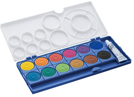 Lamy Deckfarbkasten 12er Aquaplus, (12 Farben mit Deckweiß, 12er Deckfarbkasten Blau)