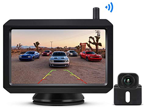 BOSCAM K7 Drahtlos Digital Rückfahrkamera Set mit Eingebautem Funksender, 5 LCD Monitor, Kabellose Rückfahrkamera mit IP68 Wasserdichter Kamera, Nachtsicht für Kfz, SUV, Van, Campingbus, Anhänger