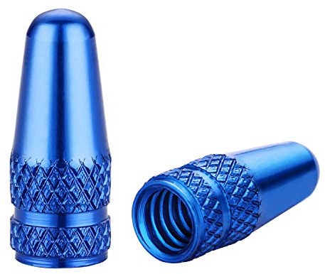 Bike Presta Valve Caps Blue Aluminum Anodized Presta Valve Covers Fully Thread Air Dust Valve Stem Caps for Bike, Used on Presta/French Valves, Tire Pump Accessories (5 Pack)