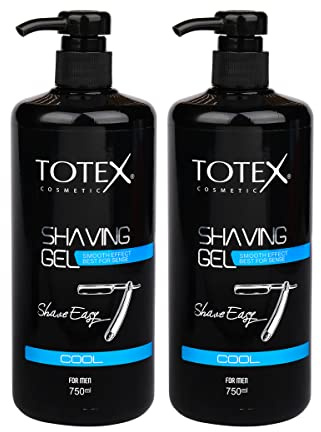 Totex Cool Shaving Gel 750ml Pack of 2 – Clear Transparent Shave Gel for Men & Women, Sensitive Skin Protection, Quick Dry Anti-Irritation Formula, Smooth Shave for Face, Body & Bikini Line