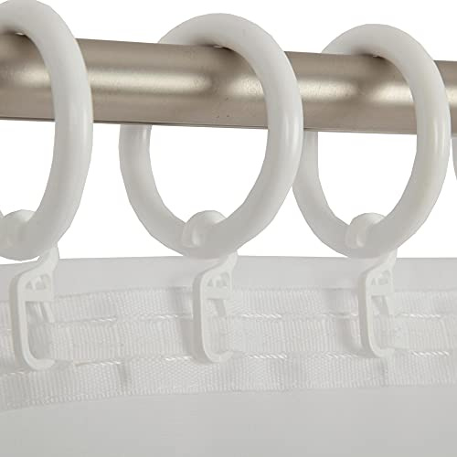 Bestlivings Lot de 40 anneaux de rideau avec crochets à plis (Ø40 mm) dans un pack de 40, idéal pour tringles à rideaux jusqu'à Ø28 mm (Blanc), pour rideaux et stores - Anneaux avec crochets à plis