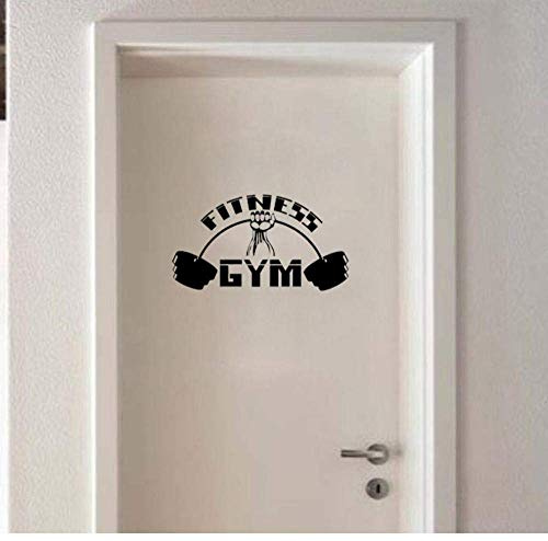 Türaufkleber Fitness Gym Sport Bodybuilding Langhantel Muskulöse Wandaufkleber Bedroon Dekor Tür Aufkleber 23 * 13Cm
