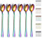 Cuchara helada de arcoíris, Kyraton cuchara mezcladora de acero inoxidable de 7.5 , cuchara de helado, cuchara de bar agitadora, cuchara de cóctel, cuchara de café con leche, paquete de 6