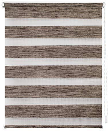 Lichtblick Doppelrollo Klemmfix ohne Bohren, Holzptik, meliert, Blickdicht, Klemmträger-Montage, Sichtschutz, Wandmongtage, Deckenmontage Hellbraun, 45 cm x 150 cm (B x L)