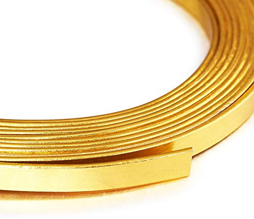Cheris Flacher Aluminiumdraht, goldfarben, biegbarer Metalldraht zum Basteln von Schmuck, 5mm Width