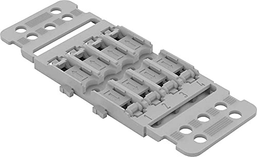 WAGO Befestigungsadapter 221-2504 | Befestigungs-Adapter mit Zugentlastung der Serie 221, 4-fach für Durchgangsverbinder mit Hebel, 5 Stück, für Schraubbefestigung, grau
