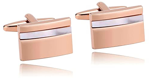 Skcess Manschettenknöpfe Herren Weißes Roségold, Manschettenknöpfe Herren Camber-Rechteck Hemd-Manschettenknöpfe Geschenke für Herren Und Damen
