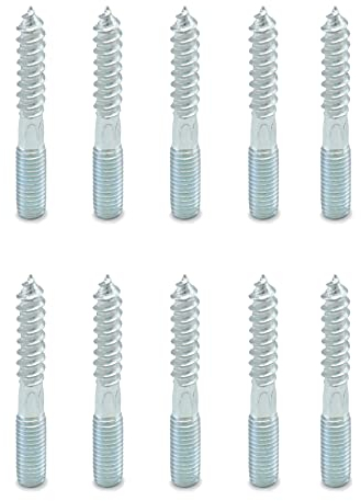 QWORK® 10 Pezzi Gancio Bulloni M8 x 60mm Doppia Filettatura In Acciaio Al Carbonio Zincato Accessori di Montaggio Mobili