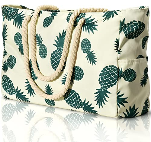 oscaurt Strandtasche Groß Wasserdicht Tote Bag Badetasche mit Reißverschluss Strandtasche XXL Familie