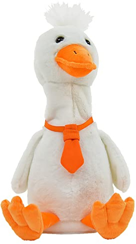 Winfried Koegler Kögler 75998 - Paperino con Cravatta, Alto Circa 27 cm, Peluche parlante con Funzione di Riproduzione, ripete Tutto e Si muove.