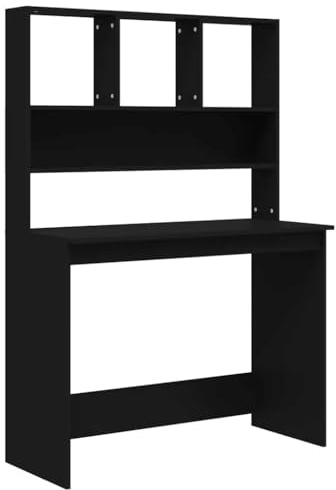 vidaXL Schreibtisch mit Regal Schwarz 102x45x148 cm Holzwerkstoff