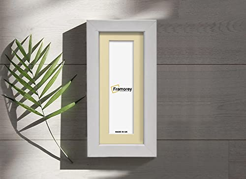 FRAMOREY Box Molding Panorama Style 30x24 Engraved Solid White Picture Frame With 26x20 Ivory Mount, Personalized Photo Frame, Black Photo Frame