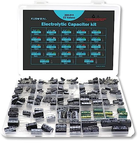 KUBOWAI 23 Värden 300 Stycken Kondensatorer, Kondensatorer Aluminiumcapacitorsats, Elektrolytisk Kondensatorsats, 10uF till 2200uF, 10 V 16 V 25 V 35 V 50 V