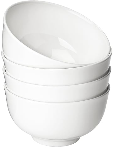 Leegg Ciotole per cereali, in porcellana, 4 pezzi, per zuppe, per dessert, insalata (bianco)