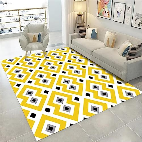RUGMRZ Fleckerlteppich Moderner und minimalistischer Modekorridor Wohnzimmer deko modern Teppich gelb Teppich billig Couch Wohnzimmer Teppich fleckerlteppich wohnzimmerdeko200x300CM