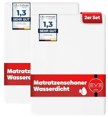 Eve Textile® 2er Set Wasserdichter Matratzenschoner Matratzenauflage 140x200 cm ÖKO-TEX 100 Inkontinenzauflage & Milbenschutz - Atmungsaktiver Matratzentopper Nässeschutz Bezug Maschinenwaschbar