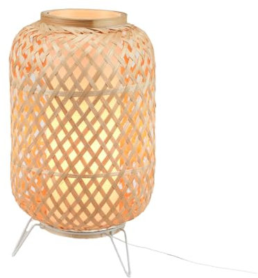 Alpinaluz Lámpara de Mesa Mimbre E27 - Estilo Vintage Nórdico con Pantalla y Difusor interior de Policarbonato Transparente