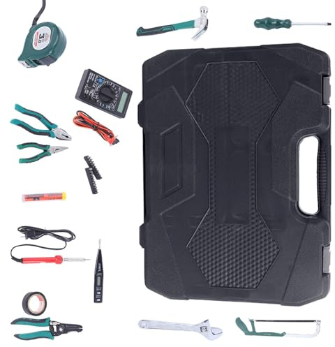 Kit di attrezzi domestici per tutti gli usi, set di attrezzi per la casa,Kit di attrezzi manuali professionali con trapano | Set di attrezzi per la casa Set completo di cassetta degli attrezzi con sca