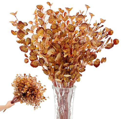 SNAIL GARDEN 2 Paquets 780 Tiges d'Eucalyptus Artificiel,Tiges Artificielles Feuilles d'automne,Bouquet d'Eucalyptus Artificiel Fausse Verdure pour Décorations d'automne