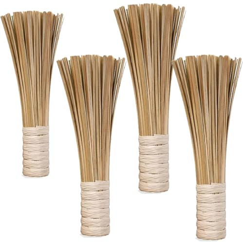 JUTSTJUKO Frusta in bambù, spazzola per la pulizia della cucina, frusta con manico in legno, spazzola per pulire piatti, padelle, wok e lavello (A-4set)