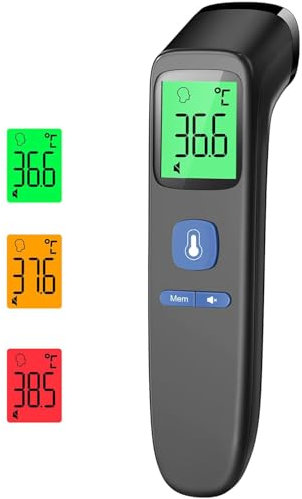 Termometro per febbre per neonati, bambini e adulti, termometro frontale senza contatto, termometro digitale a infrarossi con letture accurate istantanee, allarme febbre e 35 richieste di memoria, LCD