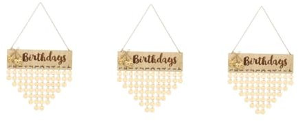 Lurrose 3St Holzblockkalender personalized personalised motherday hängende Kalendererinnerung Geburtstagserinnerung Wandbehang Kalender aus Holz Geburtstagskalender Bambus