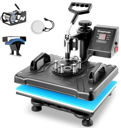 5-in-1-Heißpresse, 30 x 38 cm, Textilsublimationsmaschine, 360 Grad drehbar, für DIY-T-Shirts, Tasse/Hut, Teller/Kappe