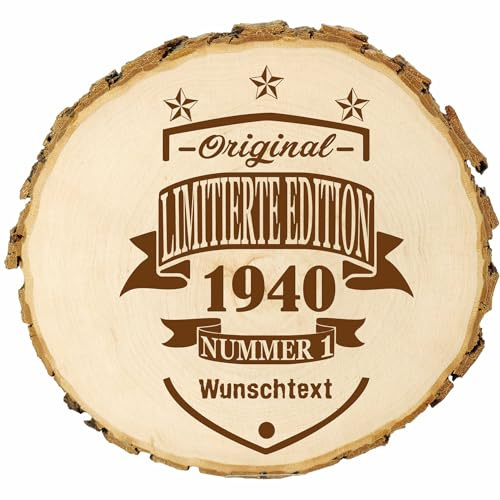 KIWISTAR UG - Baumscheibe - 36-40 cm - Limierte Edition - personalisiertes Geschenk individuell selbst gestalten - Name - Holzscheibe mit Wunschtext - Naturholz - Geschenk - Türschild