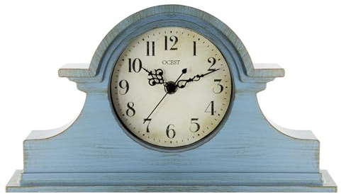 OCEST Orologio da camino vintage da fattoria, 33 x 17 cm, al quarzo, finitura dorata a batteria, decorazione contemporanea Napoleone classica da scrivania e mensola, per soggiorno, ufficio, tavolo