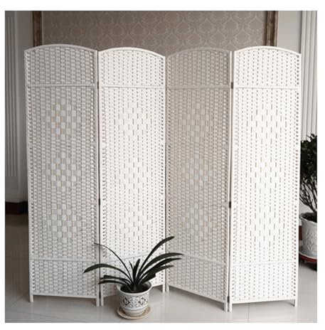 Rattan-Holzpaneel, Raumteiler, faltbar, freistehend, Trennwand, weiß, 150 x 40 cm, 3 Stück