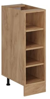 Vicco Küchenregal R-Line, Goldkraft Eiche, 25 cm | Offener Stauraum · Ohne Arbeitsplatte · Höhenverstellbare Füße · 3 Einlegeböden · ✓ Alles griffbereit