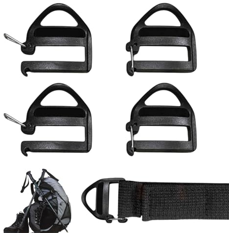 Ormromra 4 Pieces Webbing Hook Clip, Plastic Triglides Slides for Webbing, 25mm Adjustable Buckle Clips, Open Lock End Clasp, Backpack Repair Replacement Clips, Sliding Button Clip(Black)