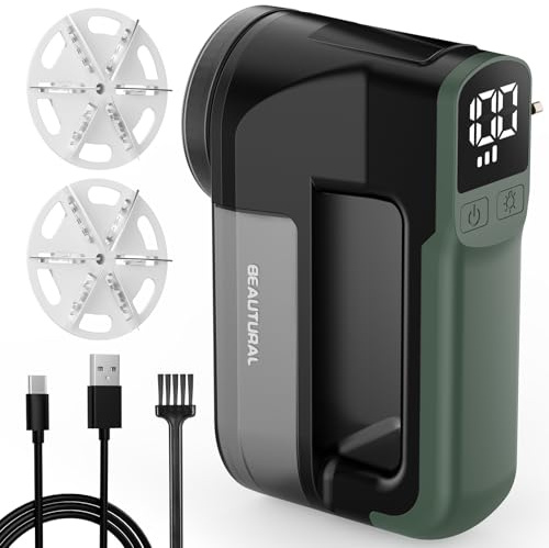BEAUTURAL Fusselrasierer，Fusselentferner Elektrisch für Kleidung mit LED Display USB-C Aufladbar Stoffrasierer mit 3 Geschwindigkeiten, Großer Fusselbehälter für Pullover, Sofa, Wolle, Decke