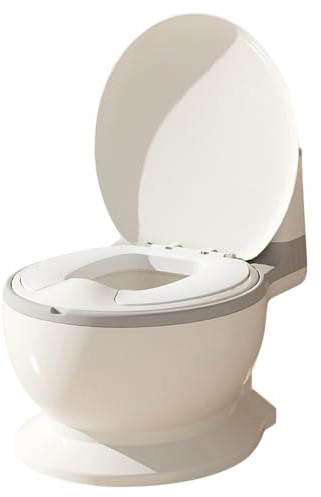 Töpfchen für Babys mit Wasserspülung, Lerntoilette für Kinder von 1 – 4 Jahren, 0 – 20 kg, bequem, rutschfest, abnehmbarer Topf (grau)