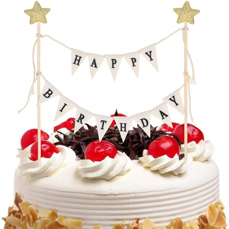 Happy Birthday Cake Topper Banner, Tortenstecker Für Geburtstagskuchen Dekoration, Wimpelkette Tortendeko Für Hochzeit, Babyparty, Party