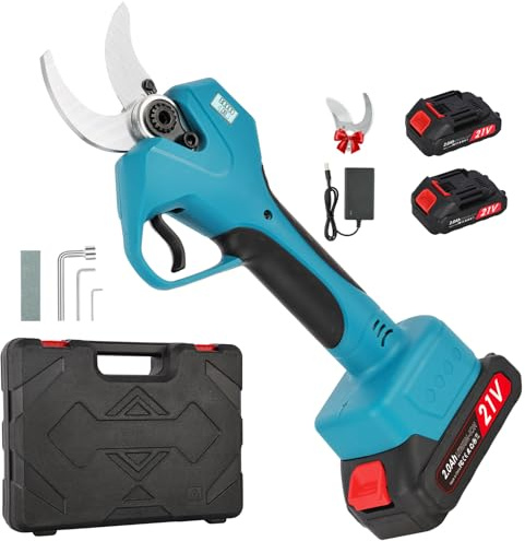 Professional Cordless Electric Pruning Shears with 40mm Cutting Diameter, 2 x 2Ah Rechargeable Lithium Batteries, Brushless Motor for Garden, Orchard and Tree Branch Pruning