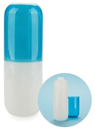Balvi Botella & Vaso Water Pill Color Blanco/Azul Una píldora para calmar la SED Vidrio 550ml