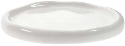 LIGIGWASH Plateau à Bijoux en Céramique Forme Irrégulière Assiette Décorative Large Bord Couleur Blanche Rangement pour Bagues Colliers Boucles d'Oreilles Support Multifonction Bureau