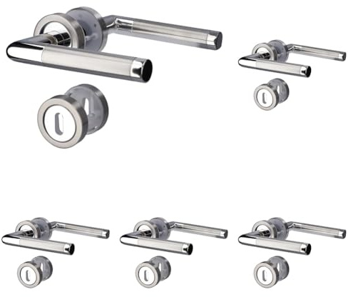 Alpertec 88020100AZ Edelstahl Türbeschlag BB 2farbig Rosetten für Zimmertürgarnitur Türklinke Türdrücker Türgriffe … (Packung mit 5)